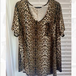 MONNURO | Leopard Print Short Sleeve Top  - 3X